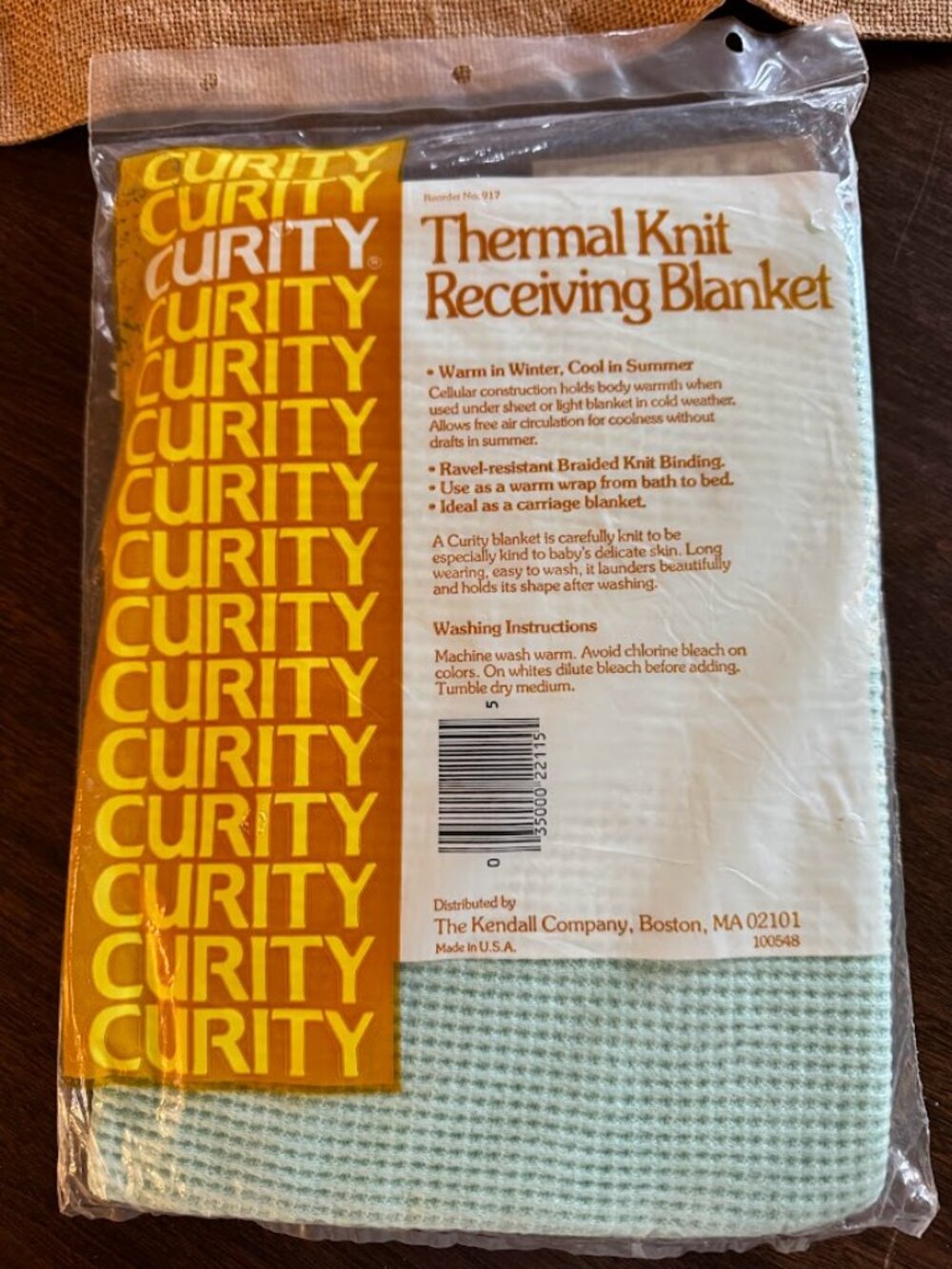 Vintage Curity Waffle Weave Thermal Receiving Blanket Green Brand New in Package - Picture 3 of 3